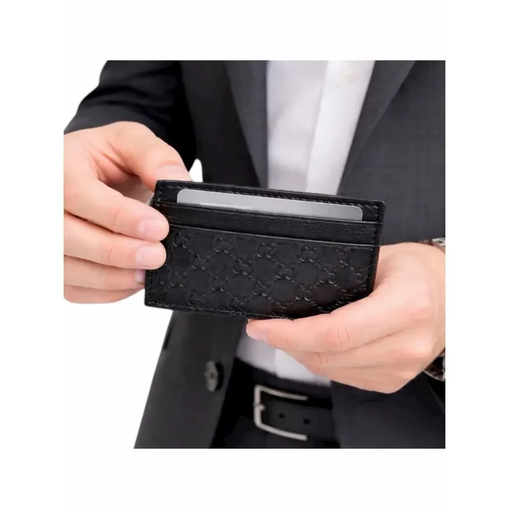 Gucci GG Microguccissima Leather Cardholder Black Men 262837